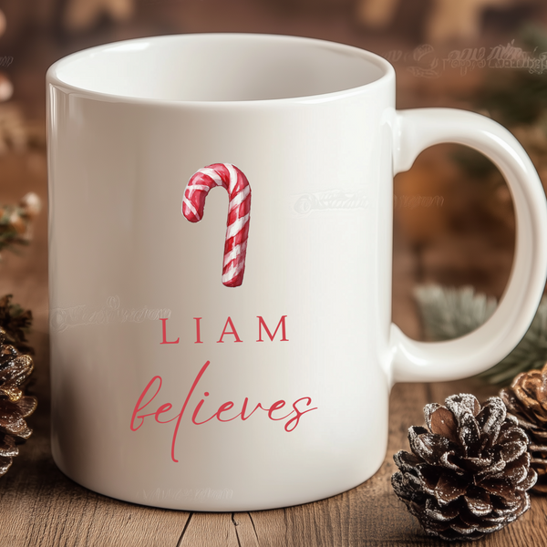 Personalised Christmas Candy Cane Mug