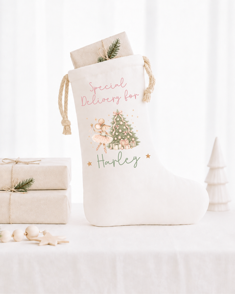 Personalised Baby’s First Christmas Mouse Stocking, Santa Sack or Set