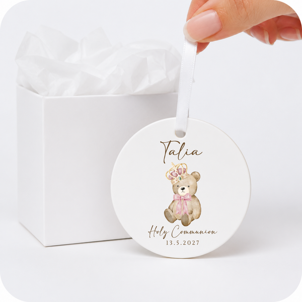 Personalised Bear Soft Toy Christening Gift | Custom Name Teddy