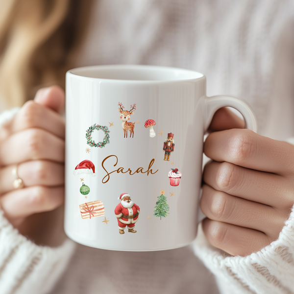 Personalised Christmas Santa Mug & Coaster
