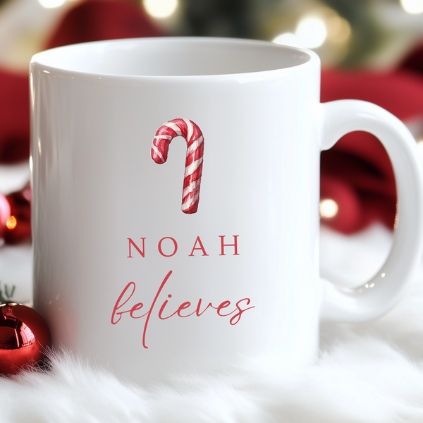 Personalised Christmas Candy Cane Mug