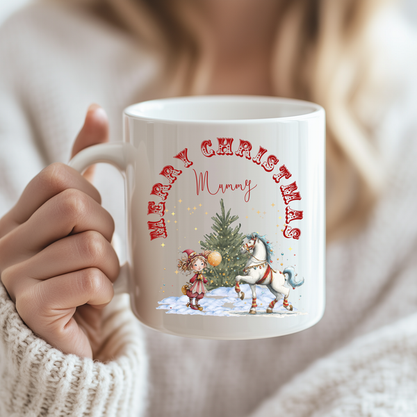 Personalised Circus Christmas Mug – Custom Name Festive Hot Chocolate Cup for Families