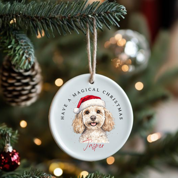 Personalised Cockapoo Christmas Ceramic Hanging