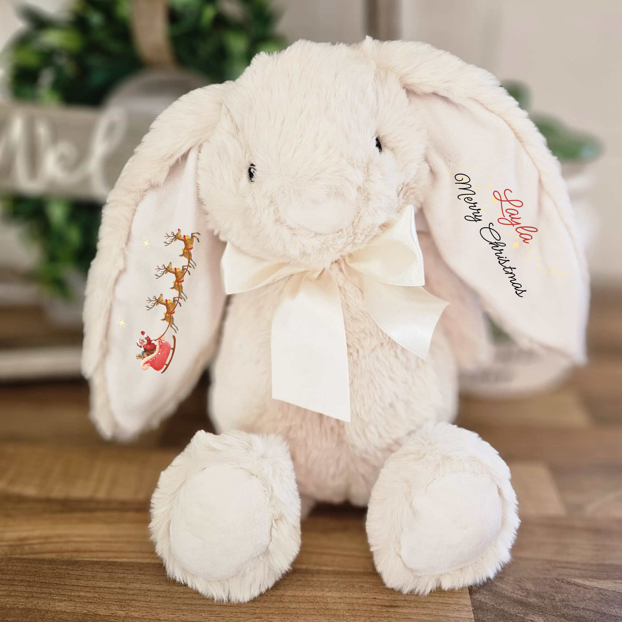 Personalised Christmas Cream Bunny Soft Toy