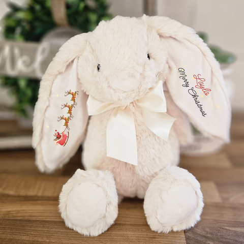 Personalised Christmas Cream Bunny Soft Toy