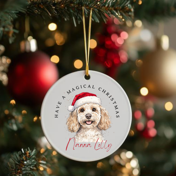 Personalised Cockapoo Christmas Ceramic Hanging