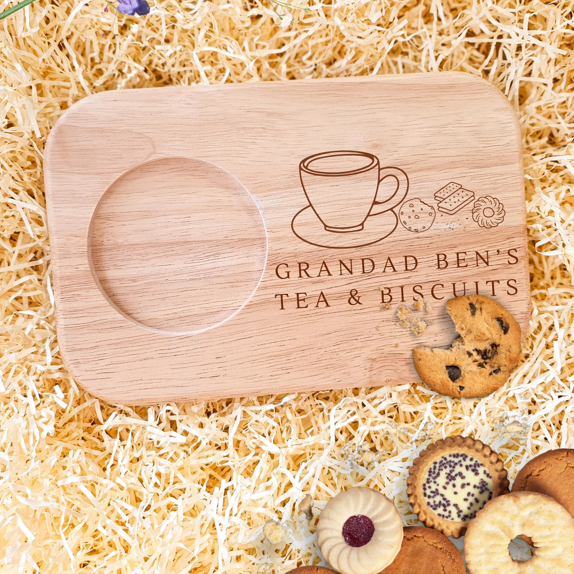 Personalised Tea And Biscuits Board For Grandad