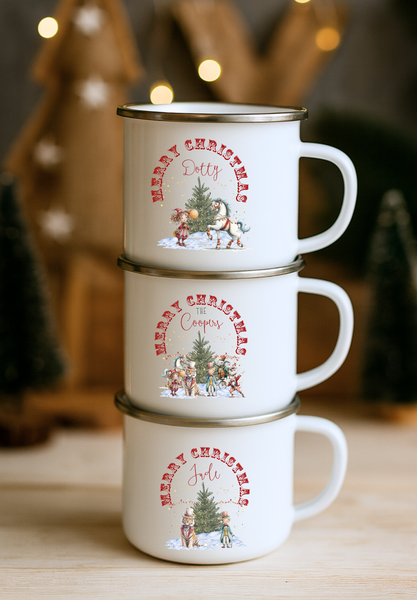 Personalised Circus Christmas Mug – Custom Name Festive Hot Chocolate Cup for Families