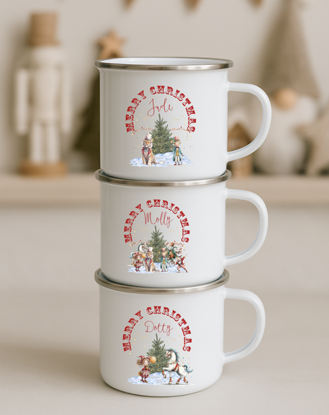 Personalised Circus Christmas Mug – Custom Name Festive Hot Chocolate Cup for Families