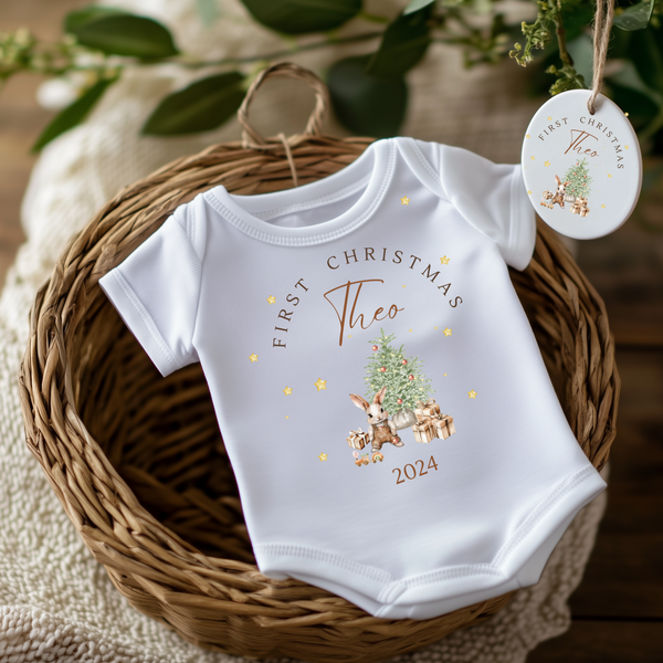 Personalised First Christmas Baby Vest