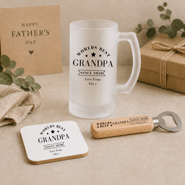Personalised Grandad Beer Stein | Fathers Day Gift Set
