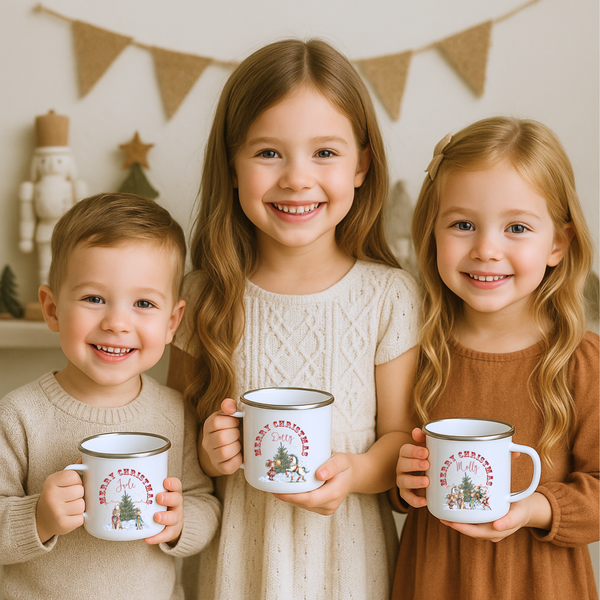 Personalised Circus Christmas Mug – Custom Name Festive Hot Chocolate Cup for Families