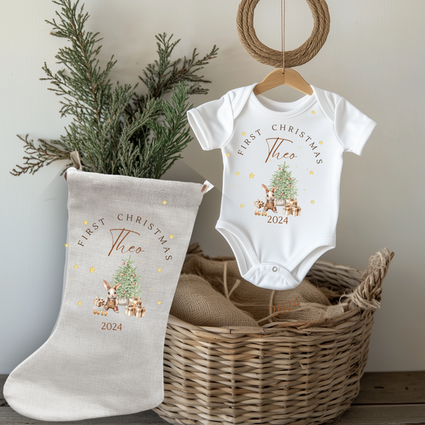 Personalised First Christmas Baby Vest