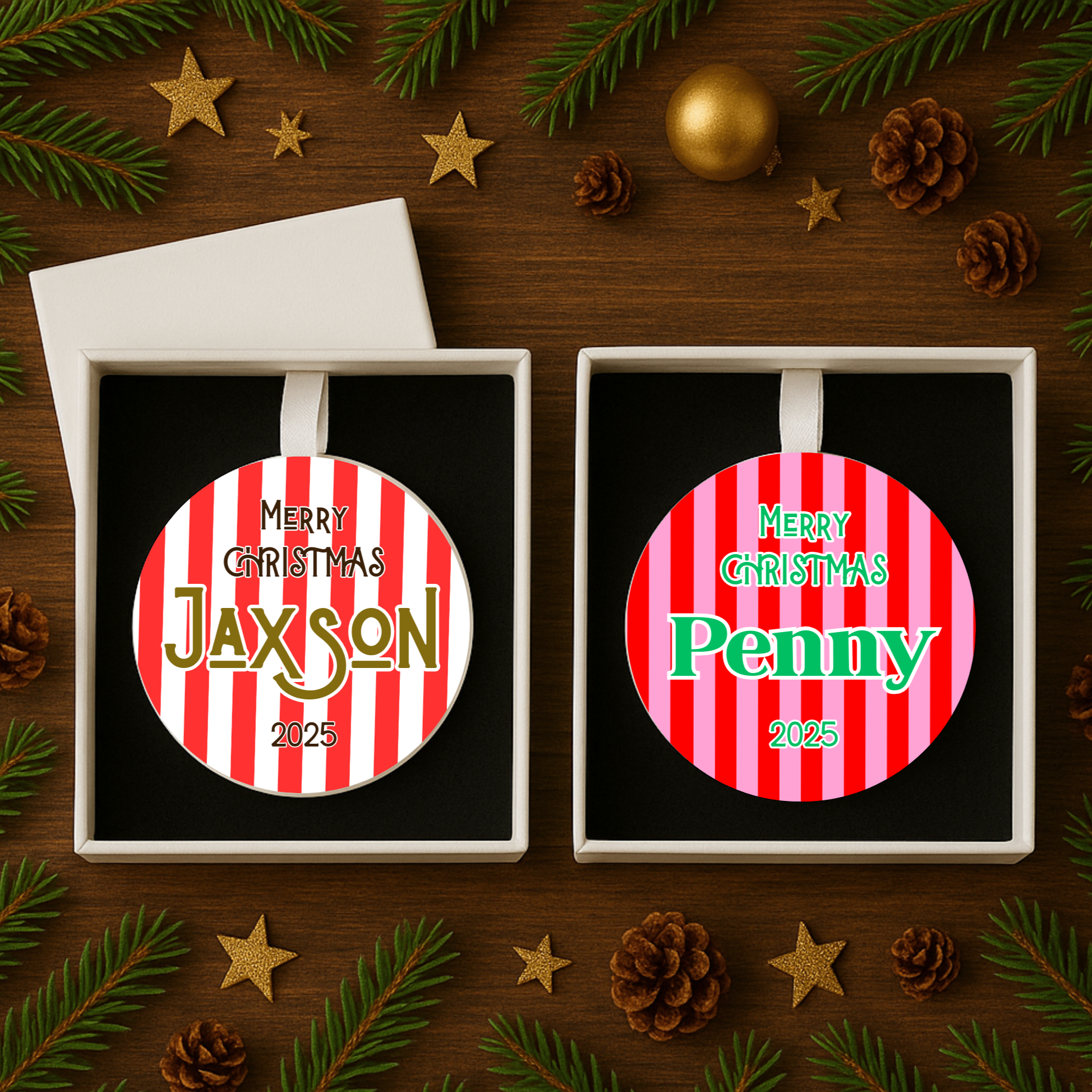 Handmade Stripey Ceramic Christmas Ornaments for Families
