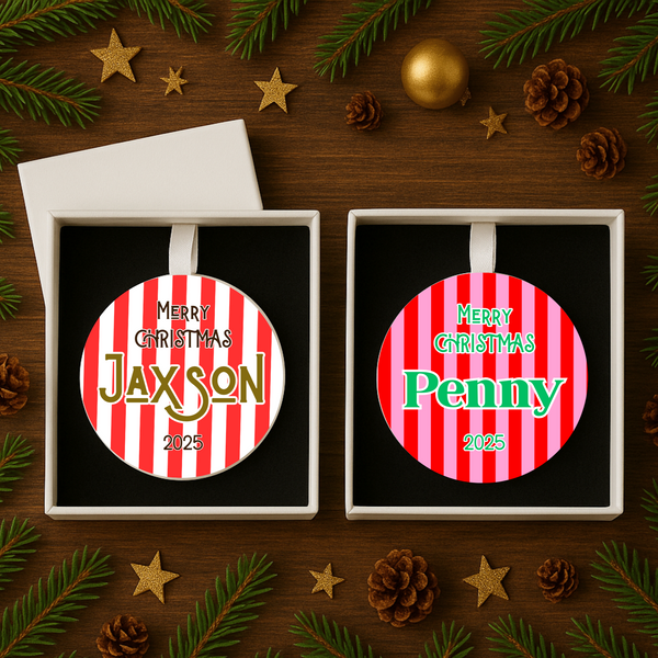 Handmade Stripey Ceramic Christmas Ornaments for Families