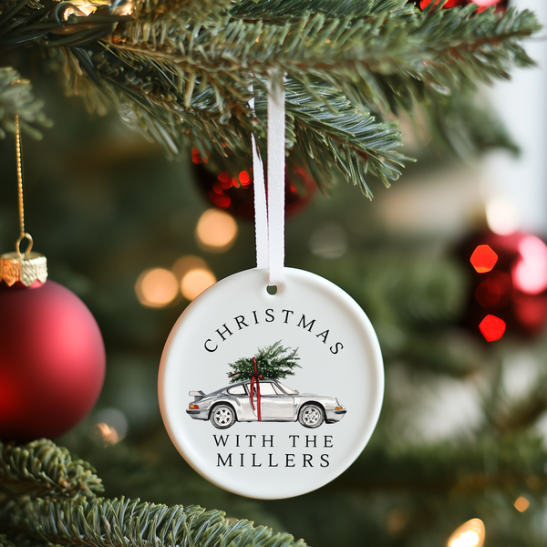 Personalised Christmas Car Hanging Ceramic Bauble