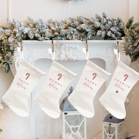 Personalised Candy Cane Christmas Stocking