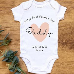Personalised Heart First Fathers Day Babygrow