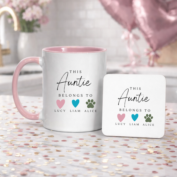 Personalised Heart Mug For Auntie - Mother's Day