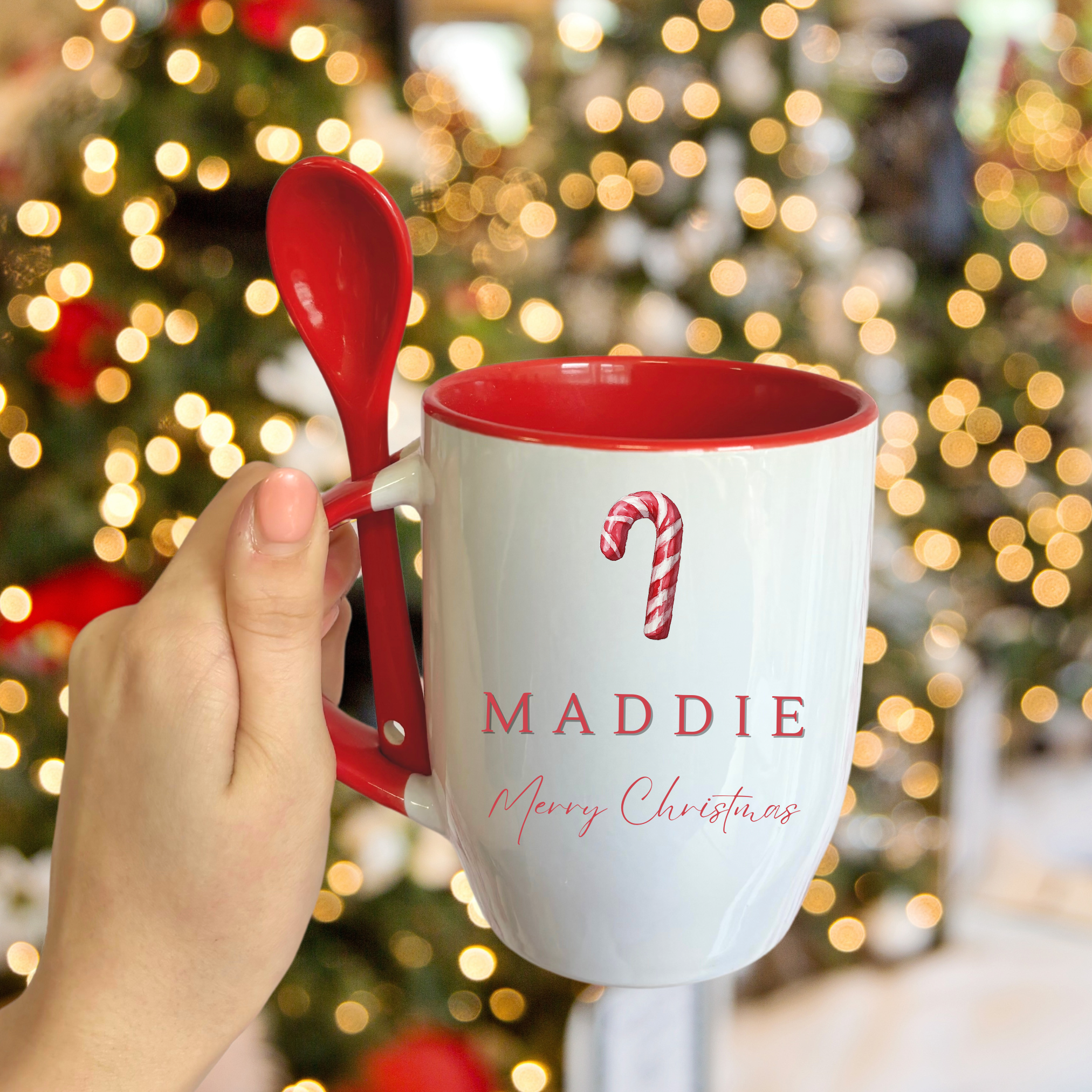 Personalised Candy Cane Mug & Spoon