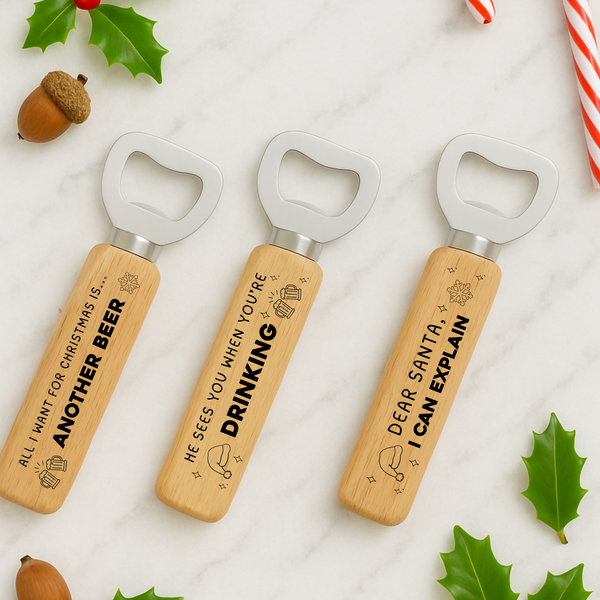 Personalised Christmas Humour Bottle Openers