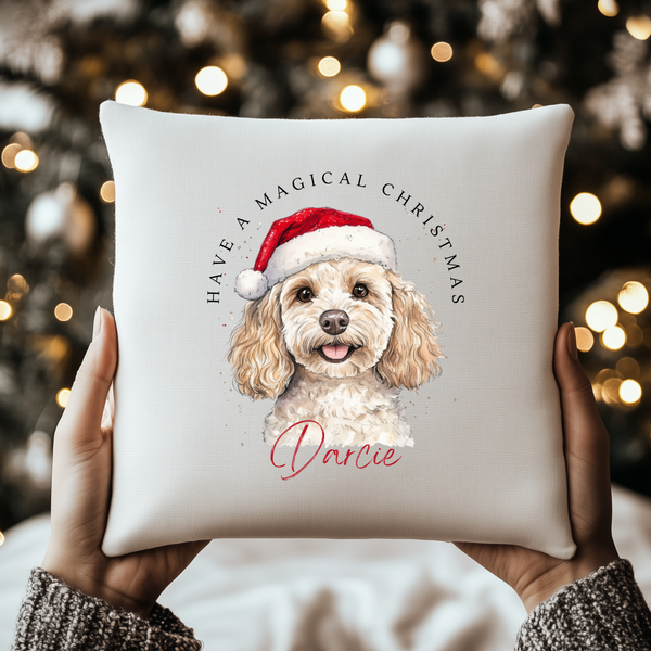 Personalised Cockapoo Christmas Cushion