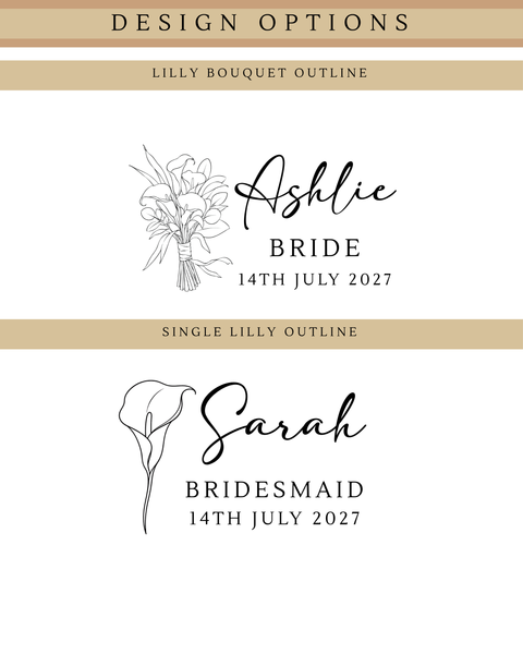 Personalised Calla Lily Wedding Glasses
