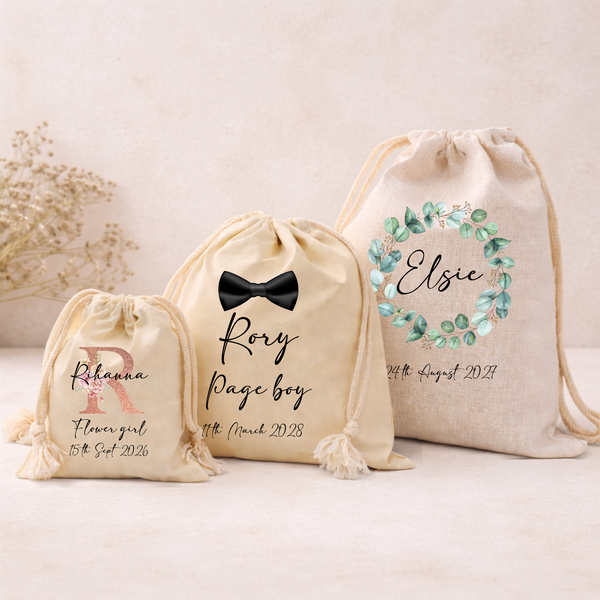 Personalised Wedding Party Gift Sack & Soft Toy Set