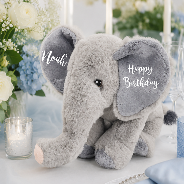 Personalised Eco-Friendly Birthday Elephant Soft Toy