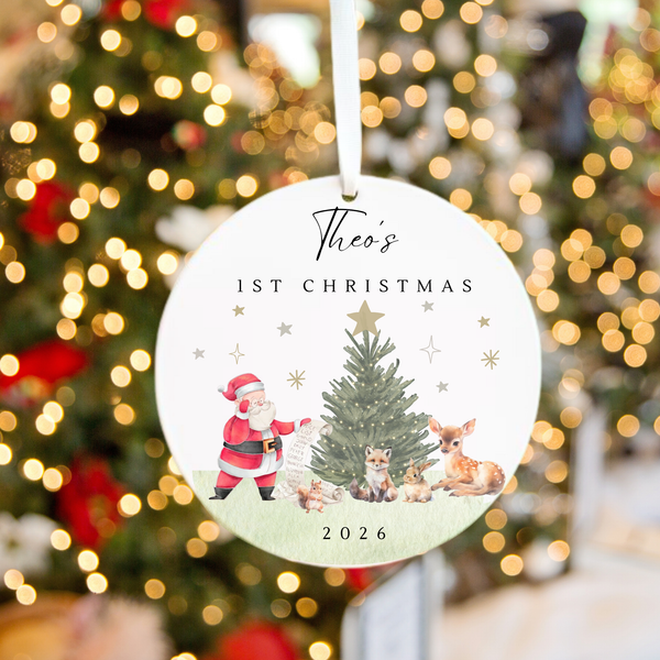 Personalised 1st Christmas Santa Ceramic Bauble