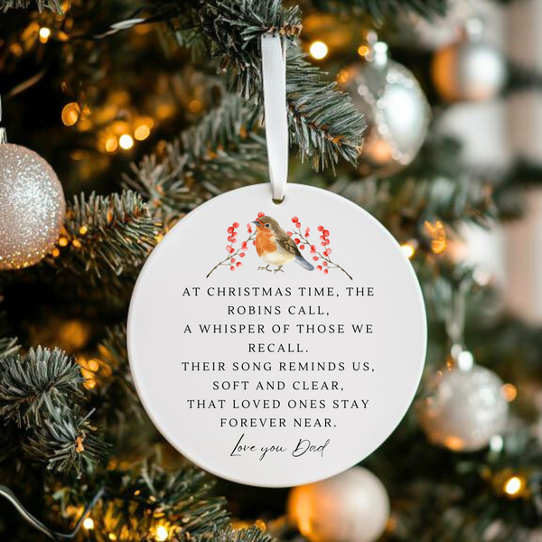 Personalised Christmas Gift Robin Remembrance Christmas Gift Decoration