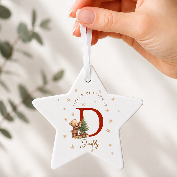 Personalised Teddy Bear Ceramic Hanging Bauble