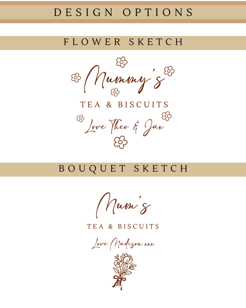 Personalised Wooden Flower Tea & Biscuit Board For Mum