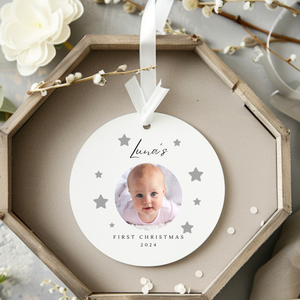 Personalised Baby's First Christmas Photo Ceramic Ornament