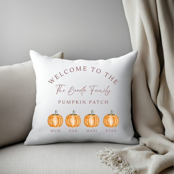 Pumpkin Family Cushion & Blanket Set – Cozy Fall Home Decor