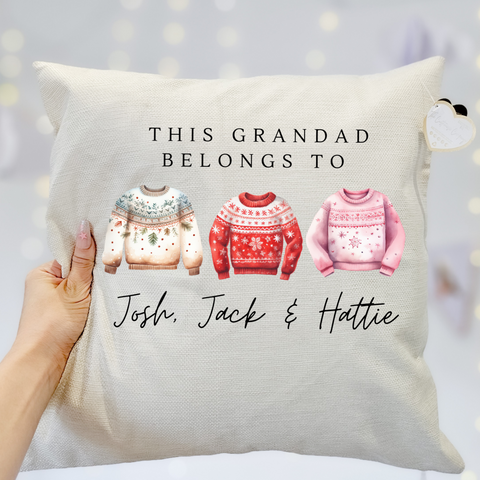 Personalised Christmas Cushion For Grandad