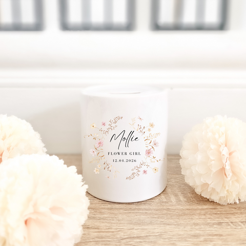 Personalised Money Box For Flowergirls