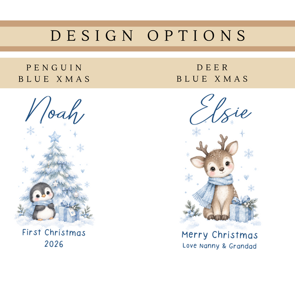 Personalised Penguin Or Reindeer Ceramic Hanging Bauble