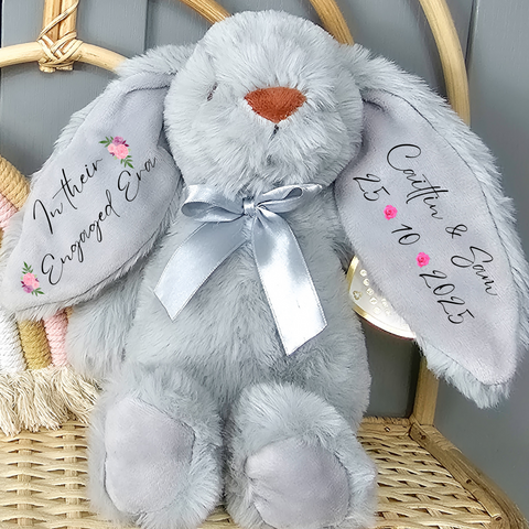 Personalised Engagement Grey Bunny - Gifts For Couples
