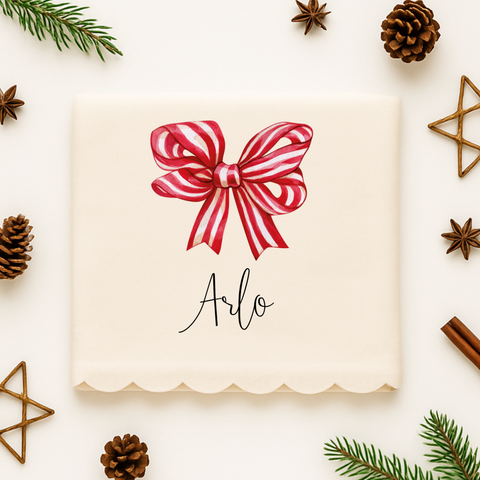 Personalised Bow Christmas Blanket – Custom Family Holiday Throw