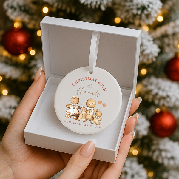 Personalised Gingerbread Family Ceramic Christmas Ornament