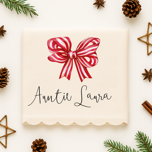 Personalised Bow Christmas Blanket – Custom Family Holiday Throw