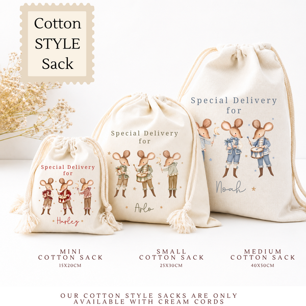 Personalised Baby’s First Christmas Stocking & Sack – Christmas Mice