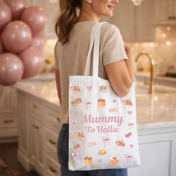 Personalised Breakfast Croissant Tote Bag For Mum
