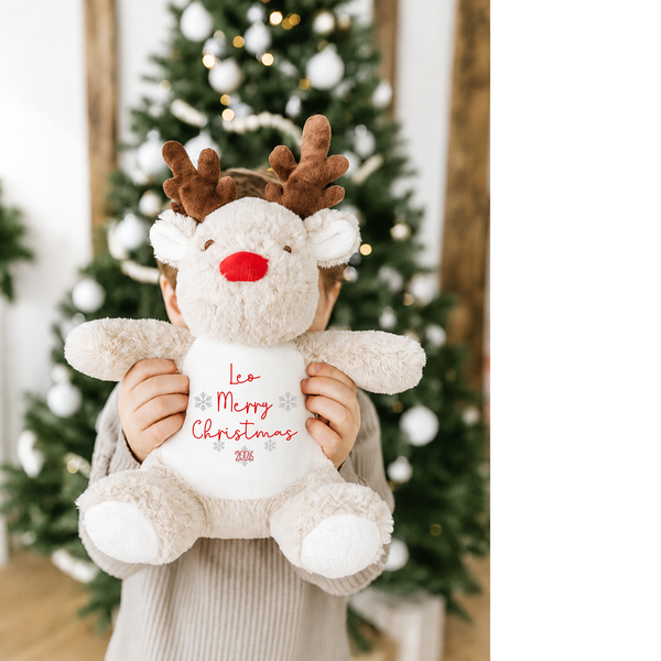 Personalised 1st Christmas Reindeer Soft Toy,Baby's 1st Christmas Custom Name Teddy Gift