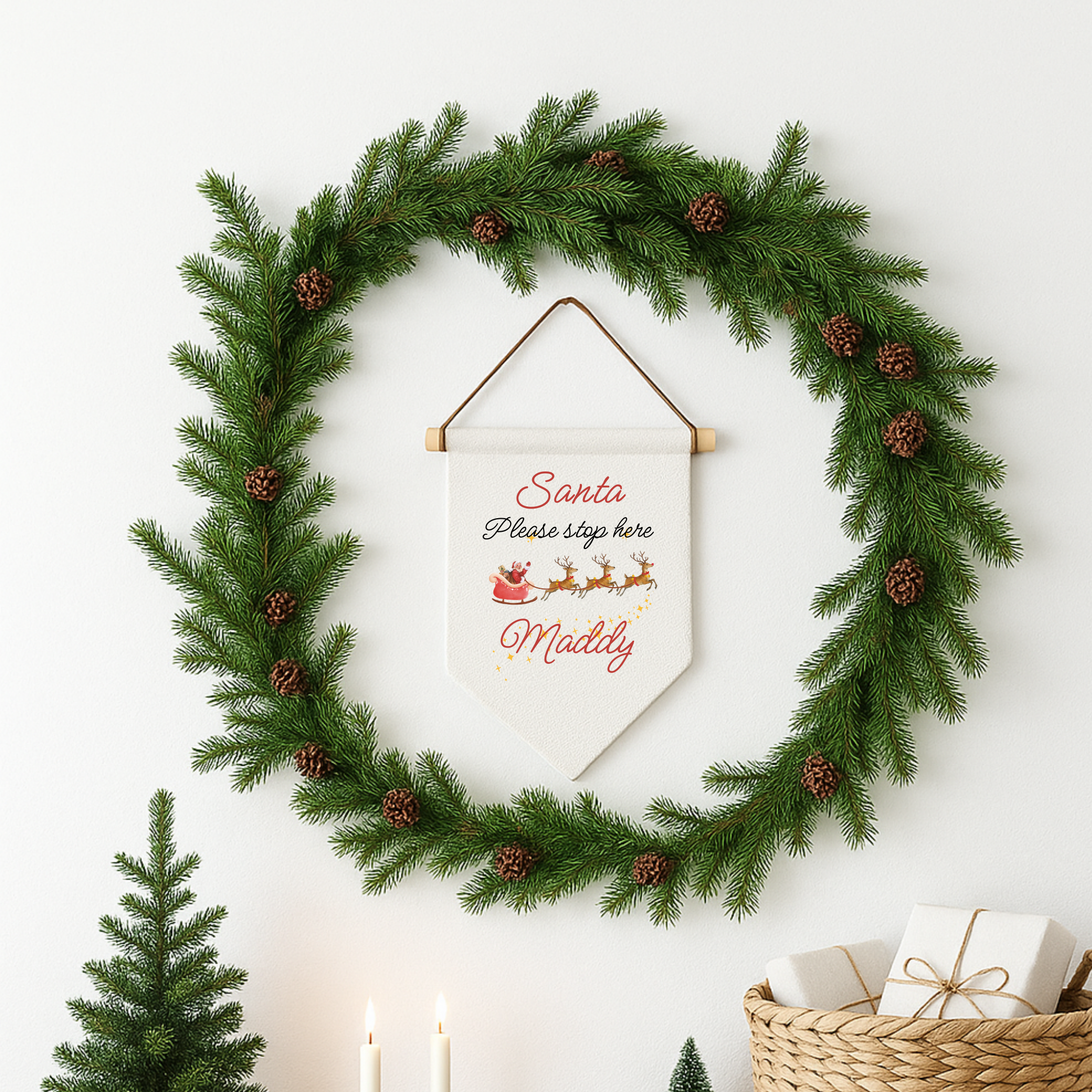 Personalised Santa Stop Here Christmas Sign