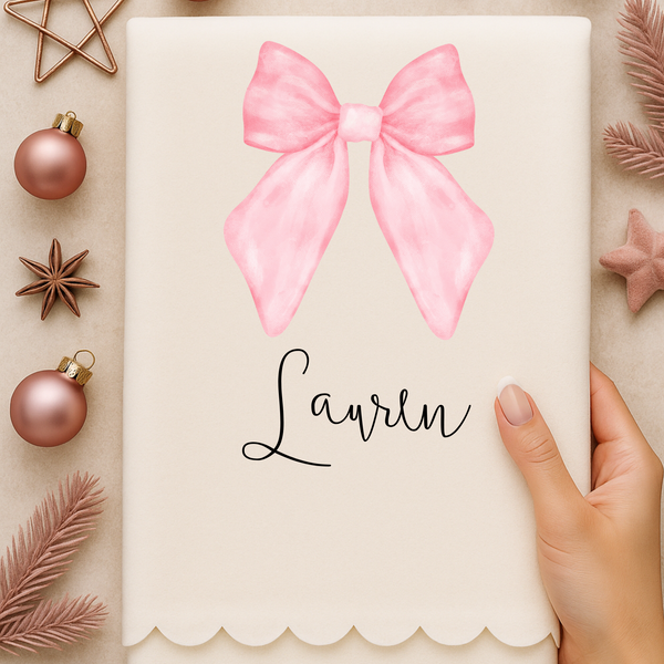 Personalised Bow Christmas Blanket – Custom Family Holiday Throw