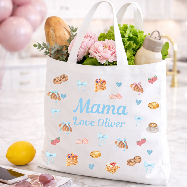 Personalised Breakfast Croissant Tote Bag For Mum