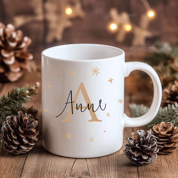 Secret Santa Personalised Mug – Custom Initial & Name Christmas Gift