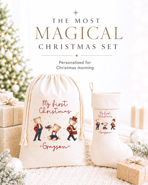 Personalised Teddy Bear Christmas Stockings & Santa Sacks